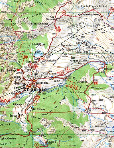 Map of Chamois Valley.